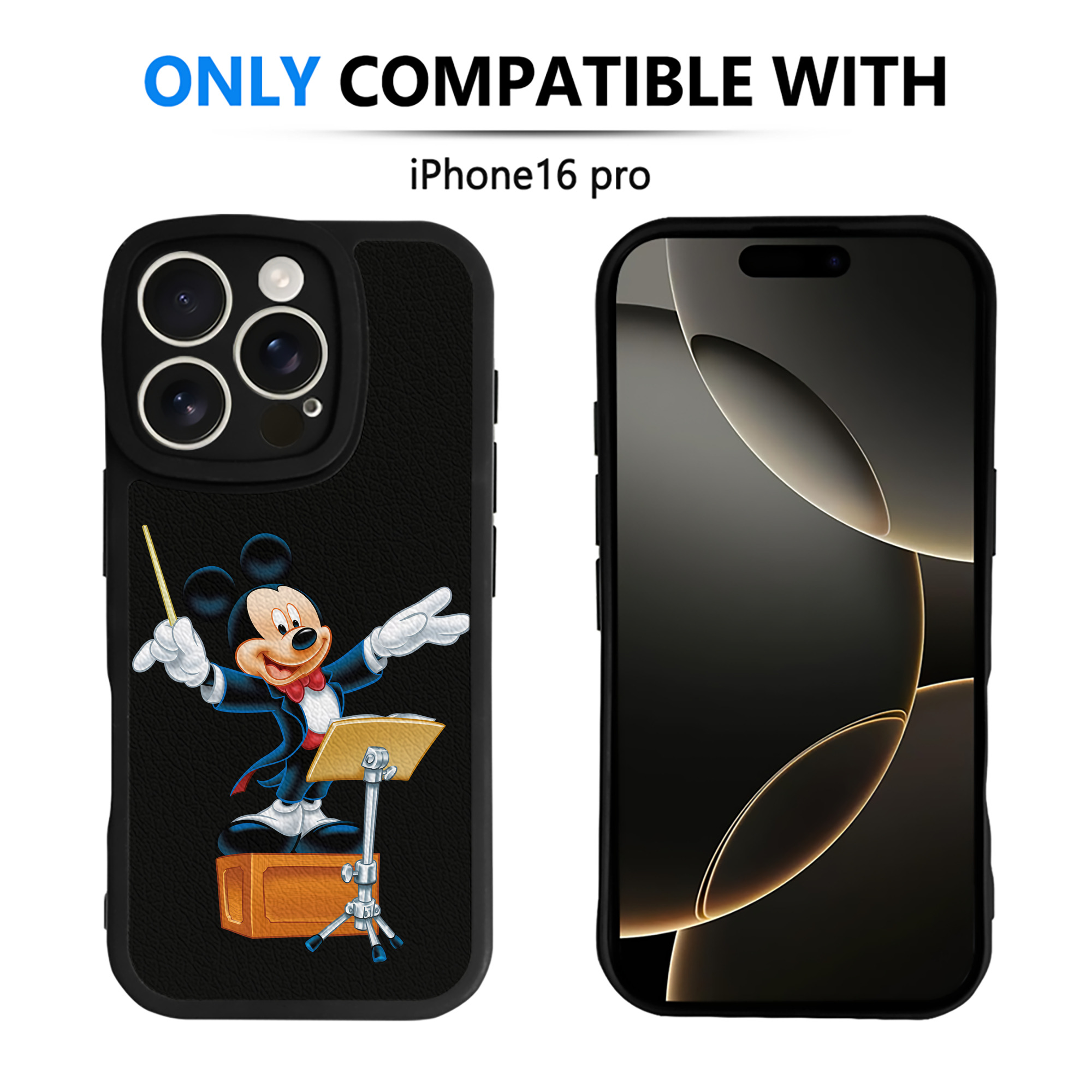 （画像用） ミッキーマウス Mickey Mouse 【iPhone 16シリーズ対応】シリコンスマホケース（レザー調） 材質：シリコン